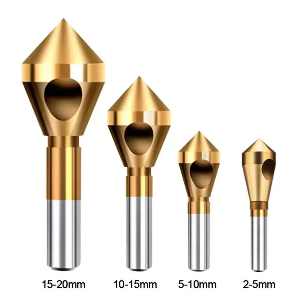 4 high-speed steel titanium plated oblique hole chamfering tools, internal chip removal chamfering, deburring and countersunk ki