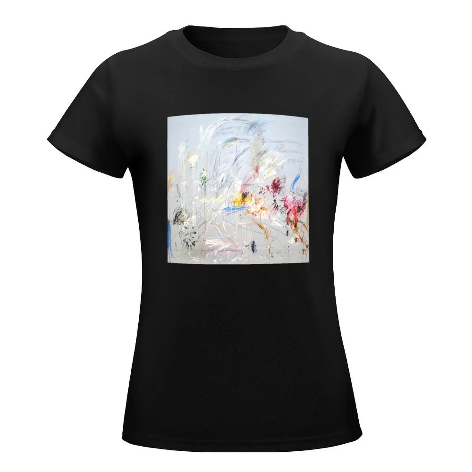 Cy Twombly, abstract expressionism, artwork. T-Shirt Blouse plus size tops Female clothing korean fashion Women's cotton t-shirt