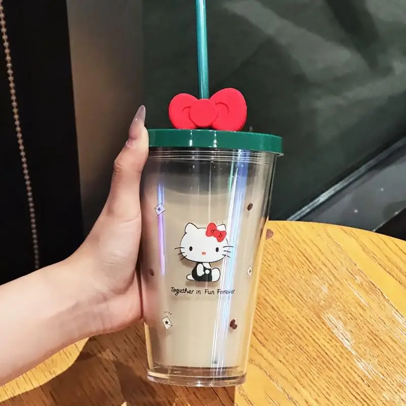 

Новая соломенная чашка Hellokitty с рисунком из нержавеющей стали, изолированная чашка, уличная портативная кофейная чашка, школьный подарок