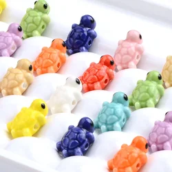 1.2cm 15pcs Random Color Mix Turtle Shape Ceramic Beads For Jewelry Making DIY Earring Necklace Bracelet Accessories