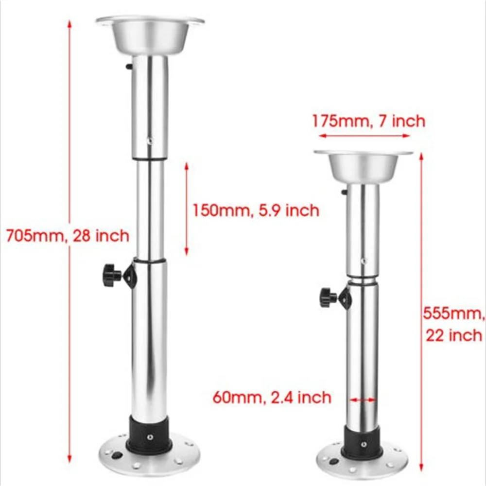 

Aluminum Adjustable Table Pedestal With Removable Base 555-705mm Marine Boat RV