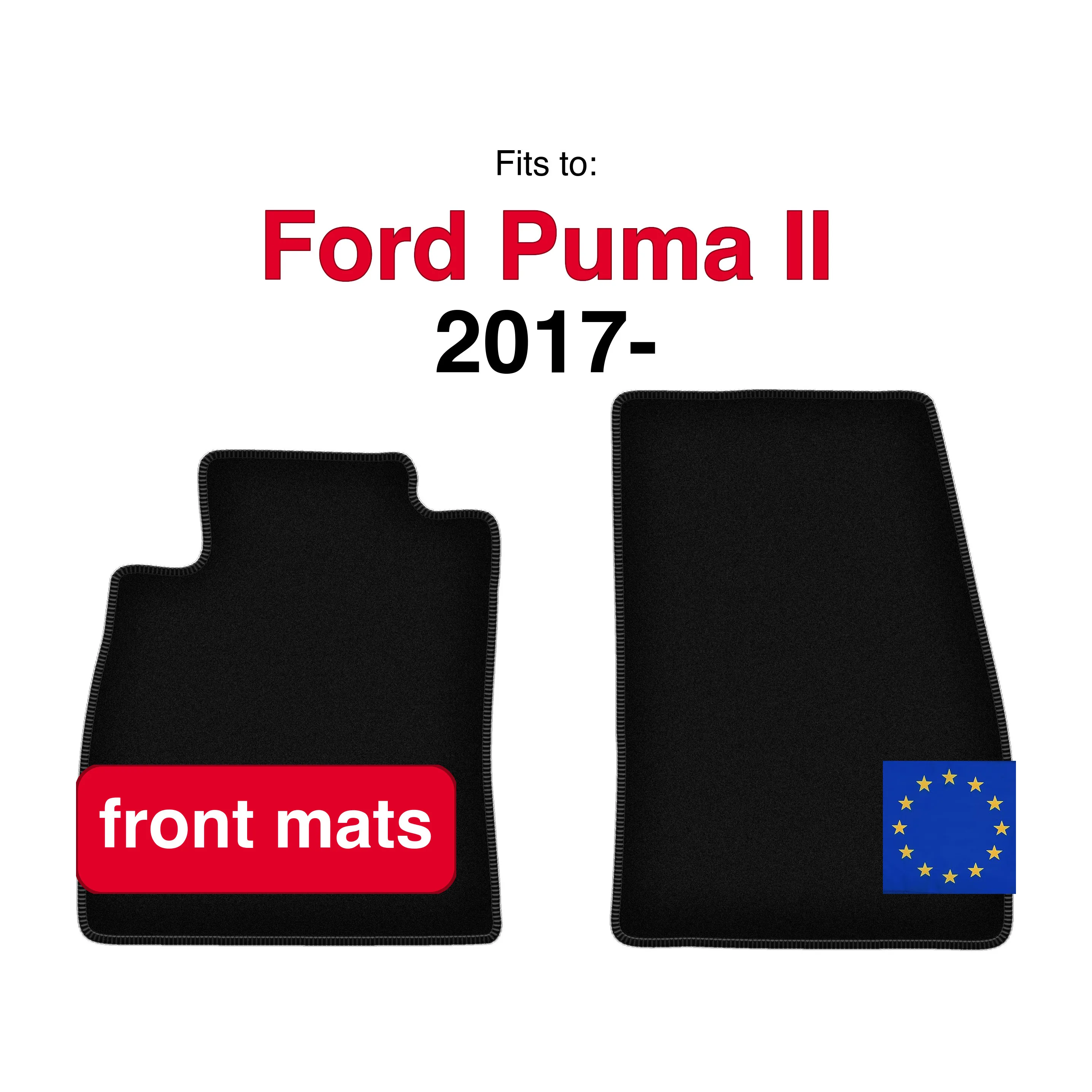 Velour vloermatten voor Ford Fiesta MK8 hatchback (2017-) - Zwart (2 stuks) Voorkant auto vloermatten