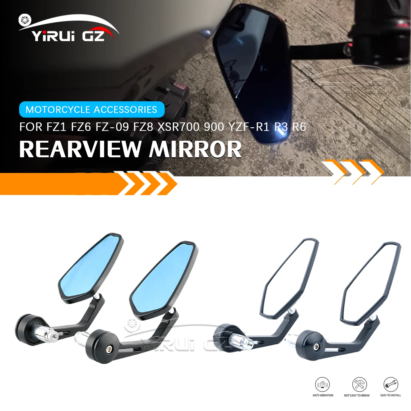 7-8インチハンドルバーエンドリアビューミラー-サイドビューミラー-ヤマハ-fz1-fz6-9-8-xsr700-900-yzf-r1-yzf-r3-r6-バイク用リアビューミラー