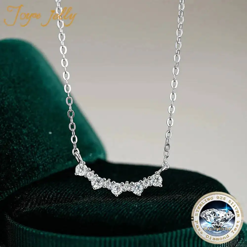 JoyceJelly Full Moissanite Diamond Necklace For Women S925 Sterling Silver Pendant Neck Chain Classic Luxury Jewelry Daily Gift