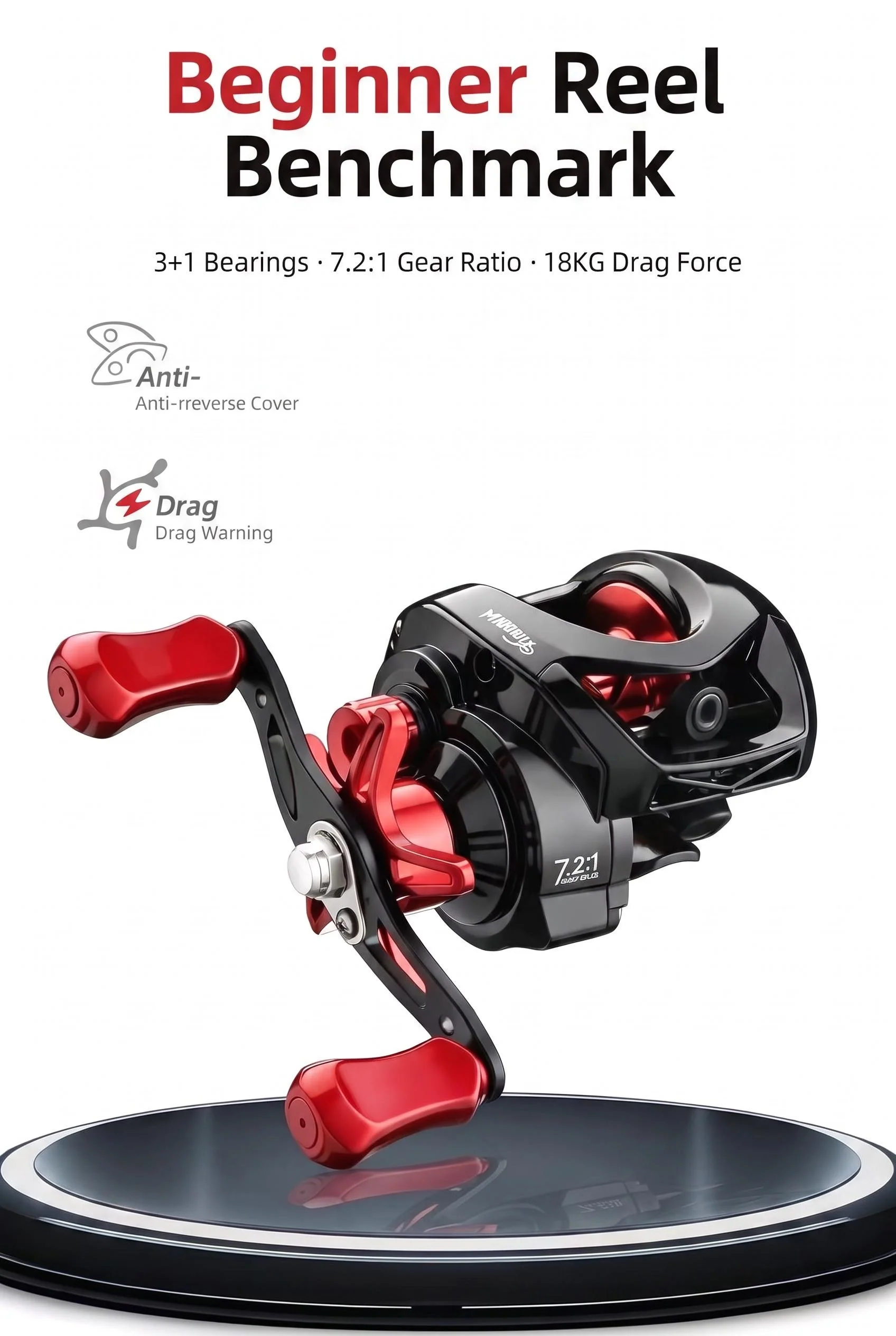 Neue Abu Garcia Angelrolle 18KG Max Drag Metall 3+1BB 7.2:1 Übersetzungsverhältnis für Bass Süßwasser Weitwurfangeln – Detail 5