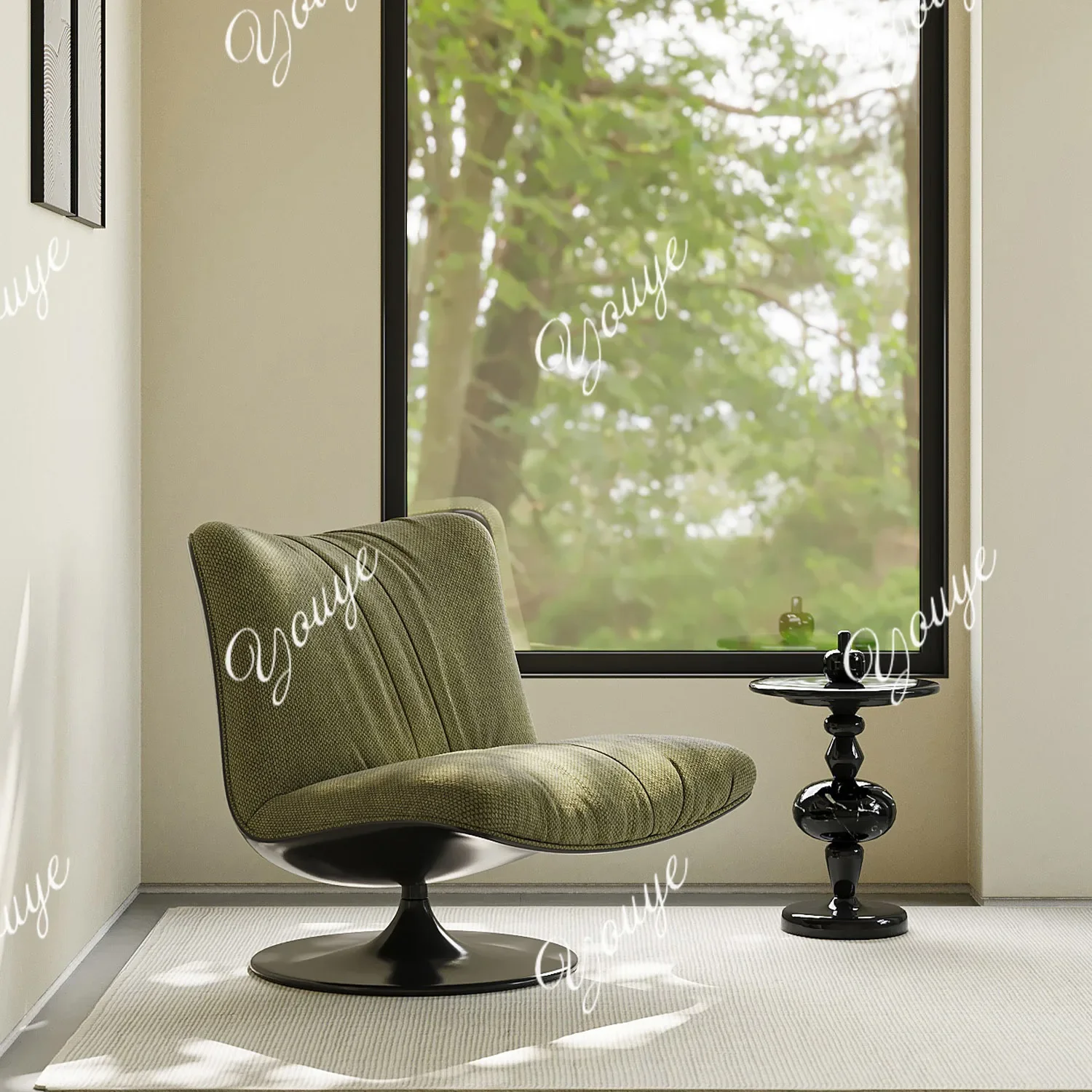 Ni Italian Minimalist Matte Cloth Single Sofa Chair Designer Casual Rotating Chair Study Chair