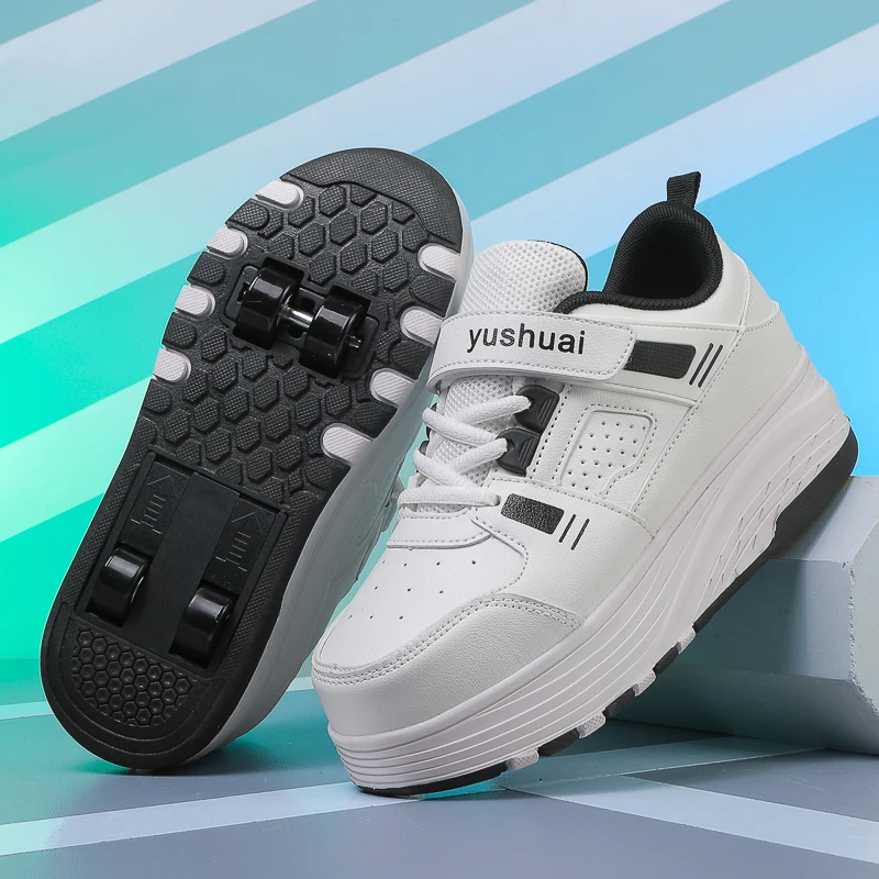 Boys Girls New Roller Shoes High Quality Retractable Walking With 4 Wheels Youth Street Urban Parkour Deformation Skate Shoes