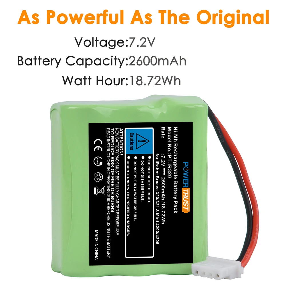 2600mAh Battery IRT-4408927 for iRobot Mint 4200, Mint 4205,4000 Series, Braava 320, Braava 321 Robotic Vacuum Cleaner