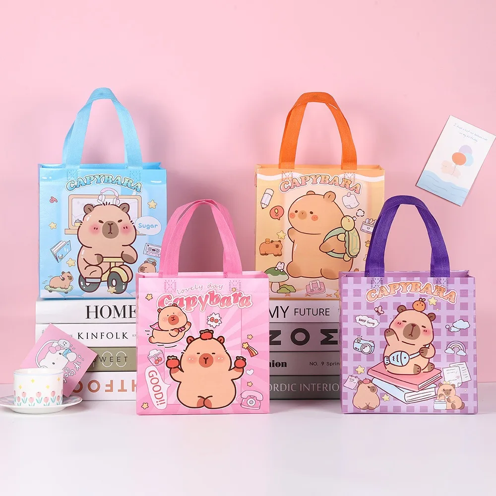 

NEW PP Capybara Tote Bags Non-woven Waterproof Shopping Bag Cartoon Handbag