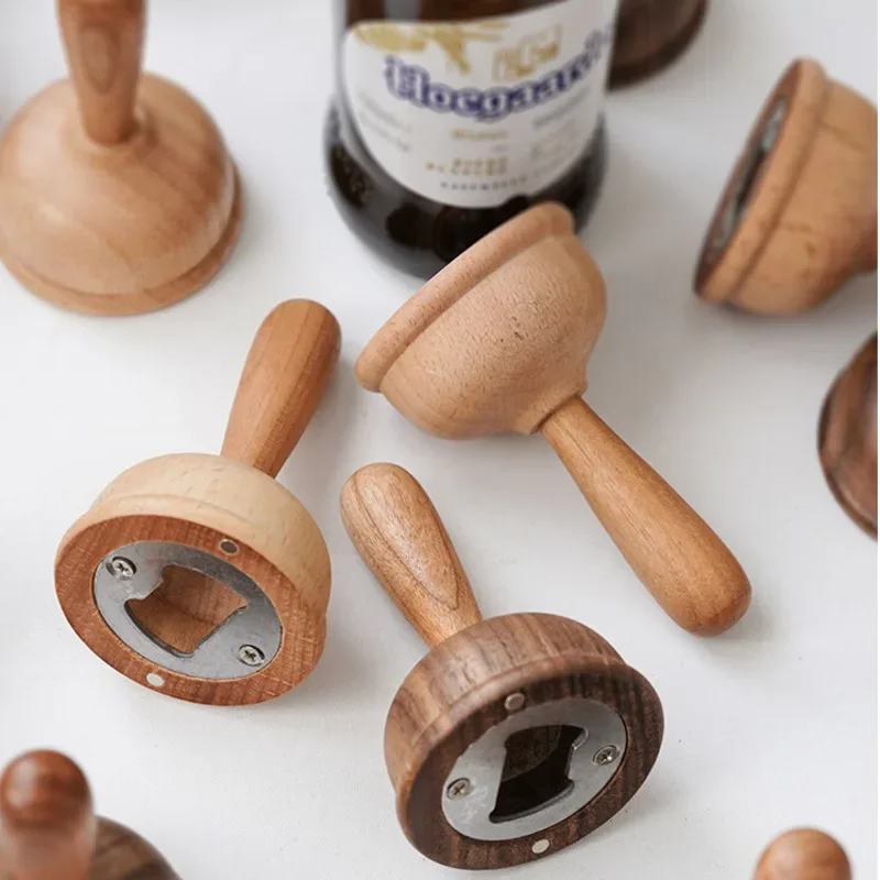 Solid Wood Toilet Plug Beer Bottle Opener Creative Magnetic Suction Refrigerator Stick Home Furnishing Place Bottle Opener