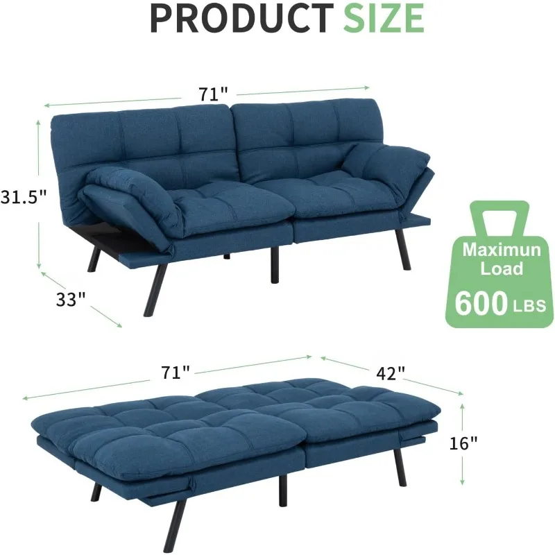 Sofa kasur Futon, Sofa Futon konversi busa memori, Sofa tempat tidur Modern, tempat tidur nyaman