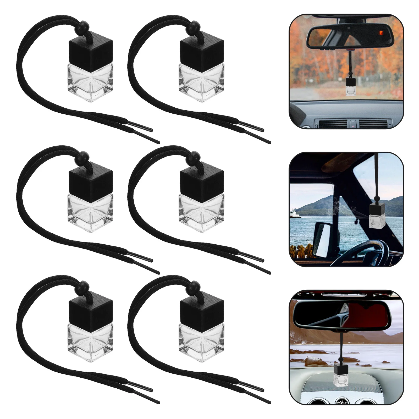 6 個の車のフレグランスボトル 8 ミリリットル詰め替え可能な吊り下げ香水ディフューザーコンパクト軽量デザイン車の香水ディフューザー