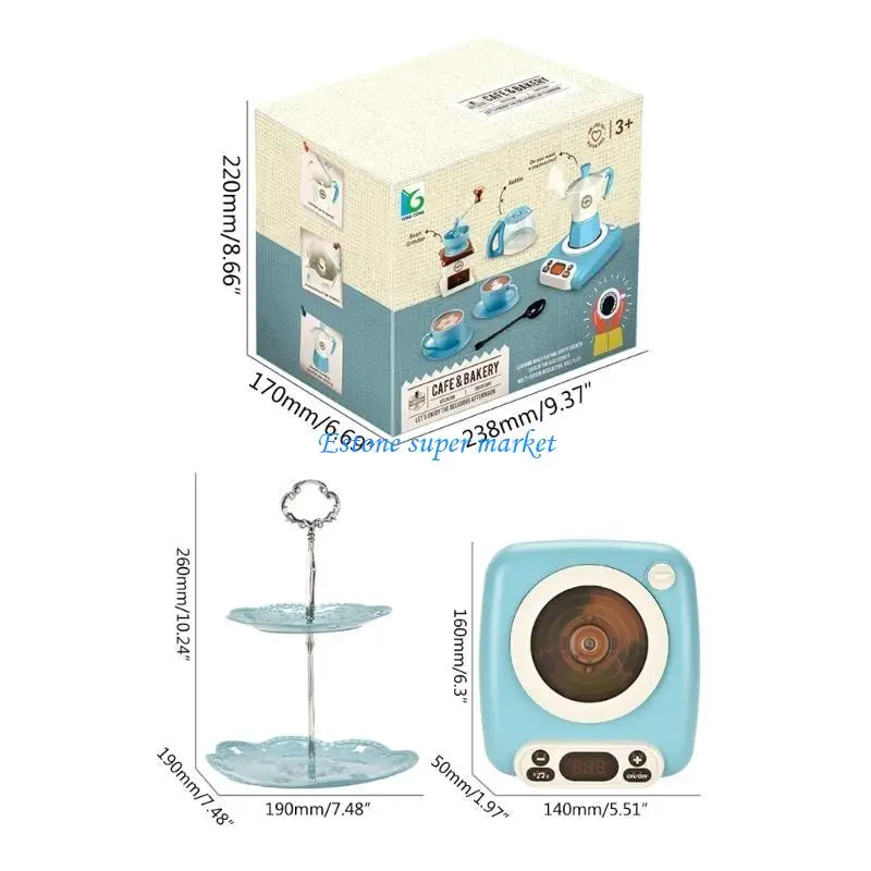 090B Coffee Machine realista Tarde Kitch Kitchen Fingle Play Toy Conjunto brinquedos