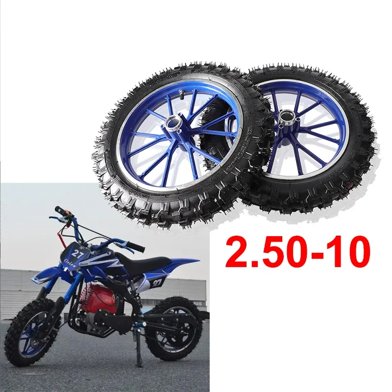 

High quality motorcycle rubber tires 2.50-10 front and rear wheels with hubs for 49cc Apollo motocross motorcycle