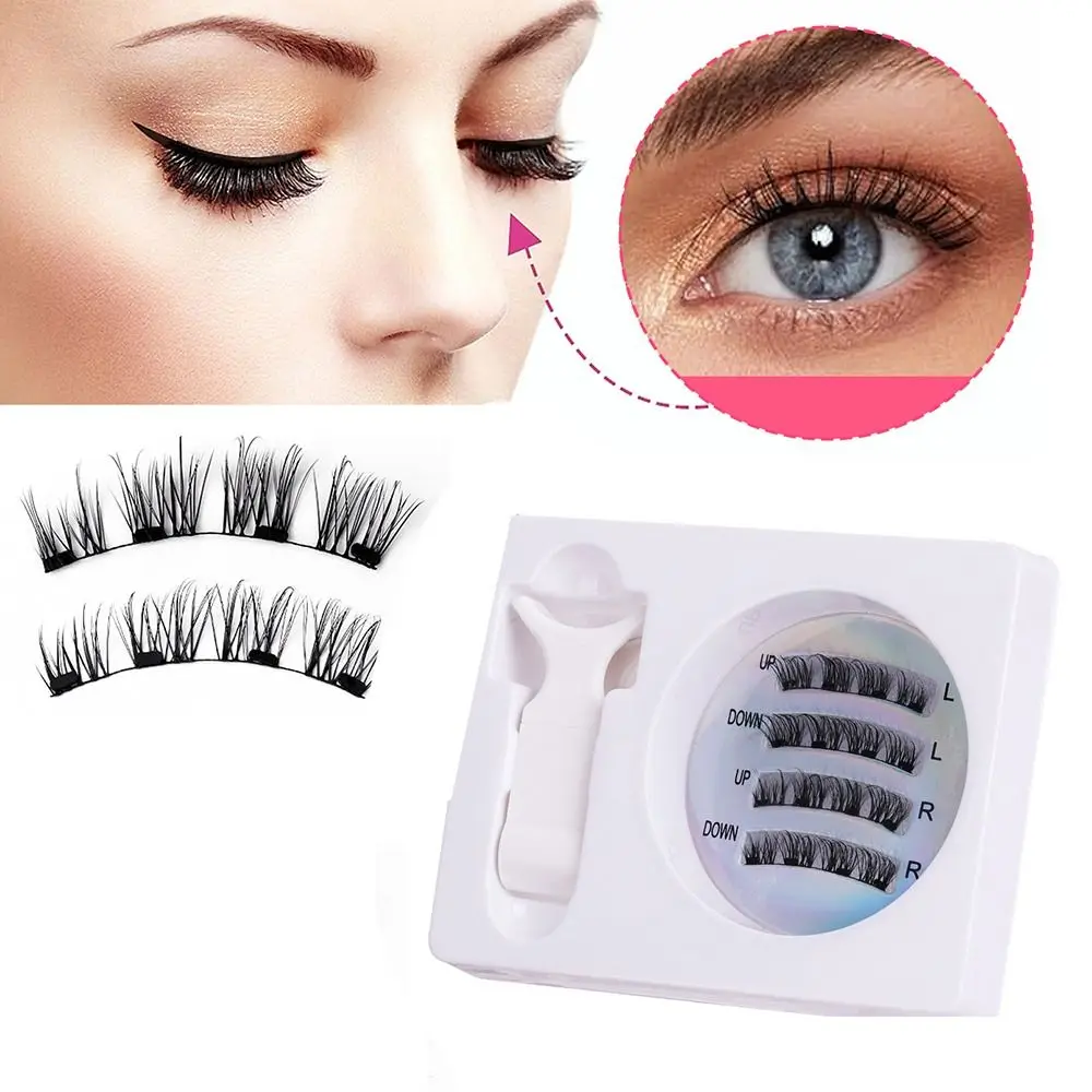 Fashionable Natural Magnetic Eyelash Kit Reusable 3D Non-glue False Eyelashes Glue-free Wispy Long Manga Lashes Novice