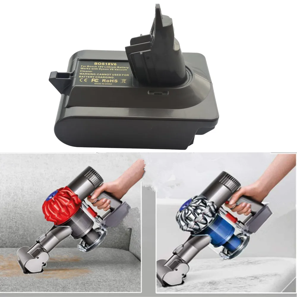 BOS18V6 محول البطارية محول لبوش 18 فولت بطارية ليثيوم أيون BAT609 BAT618 تحويل إلى ل دايسون مكنسة كهربائية V6 DC61 DC62