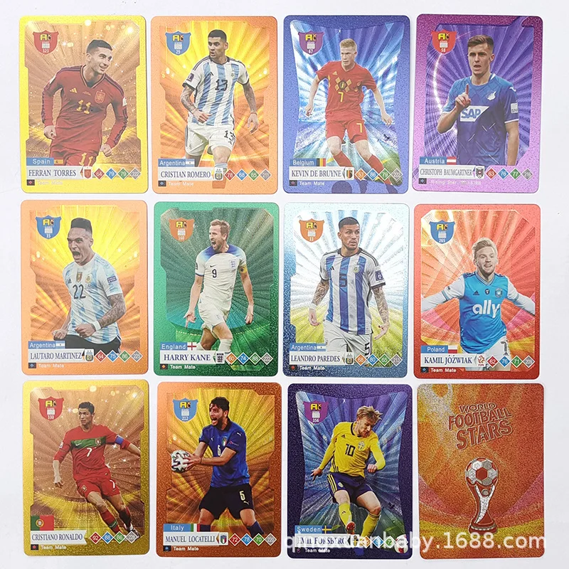 55Pcs English Messi World Football Stars Gold Leaf Card Ballsuperstar Limited Signature Collection Cards Shipping