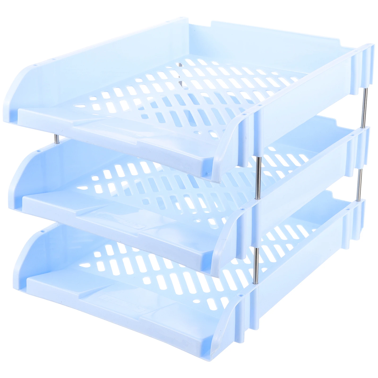 Organizer File 3 Tingkat Logam Plastik Tahan Lama Baki Dokumen Dapat Ditumpuk Rak Buku Penyimpanan Kertas Desktop Organizer Meja Kantor