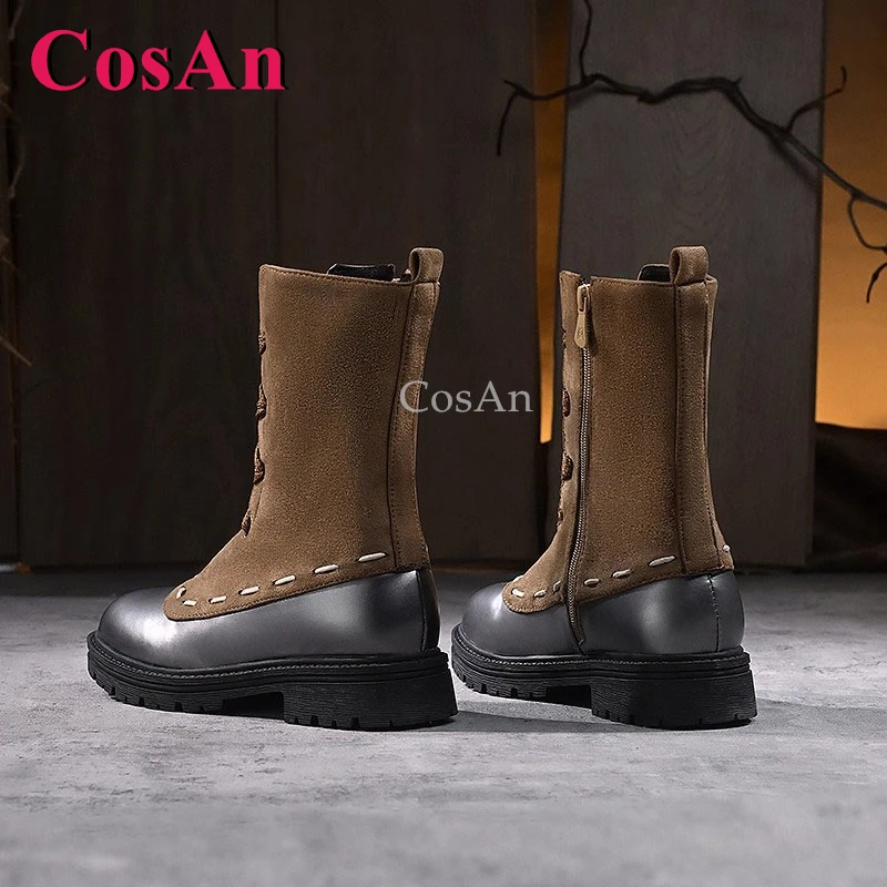 كوسان لعبة الهوية الخامس إيما وودز/أحذية البستنة تأثيري موضة عالمية براون حذاء بوت بطول الكاحل ملابس يومية النساء لعب الأدوار المستخدمة 36-39