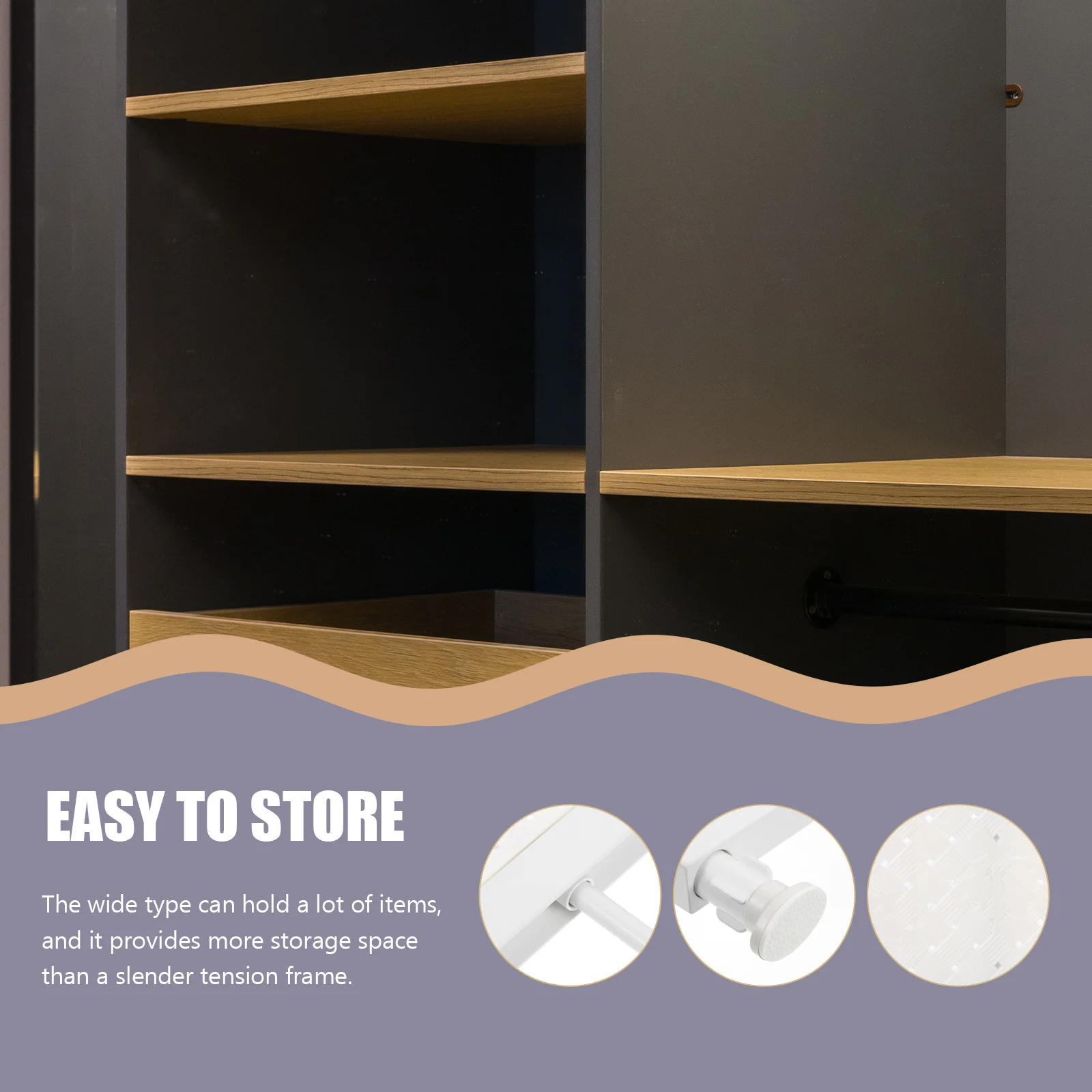 

Adjustable Tension Shelf Strong Retractable Shelving No Drilling Non-Slip Wall Mounted Closet Organizer Elastic Storage Rack For