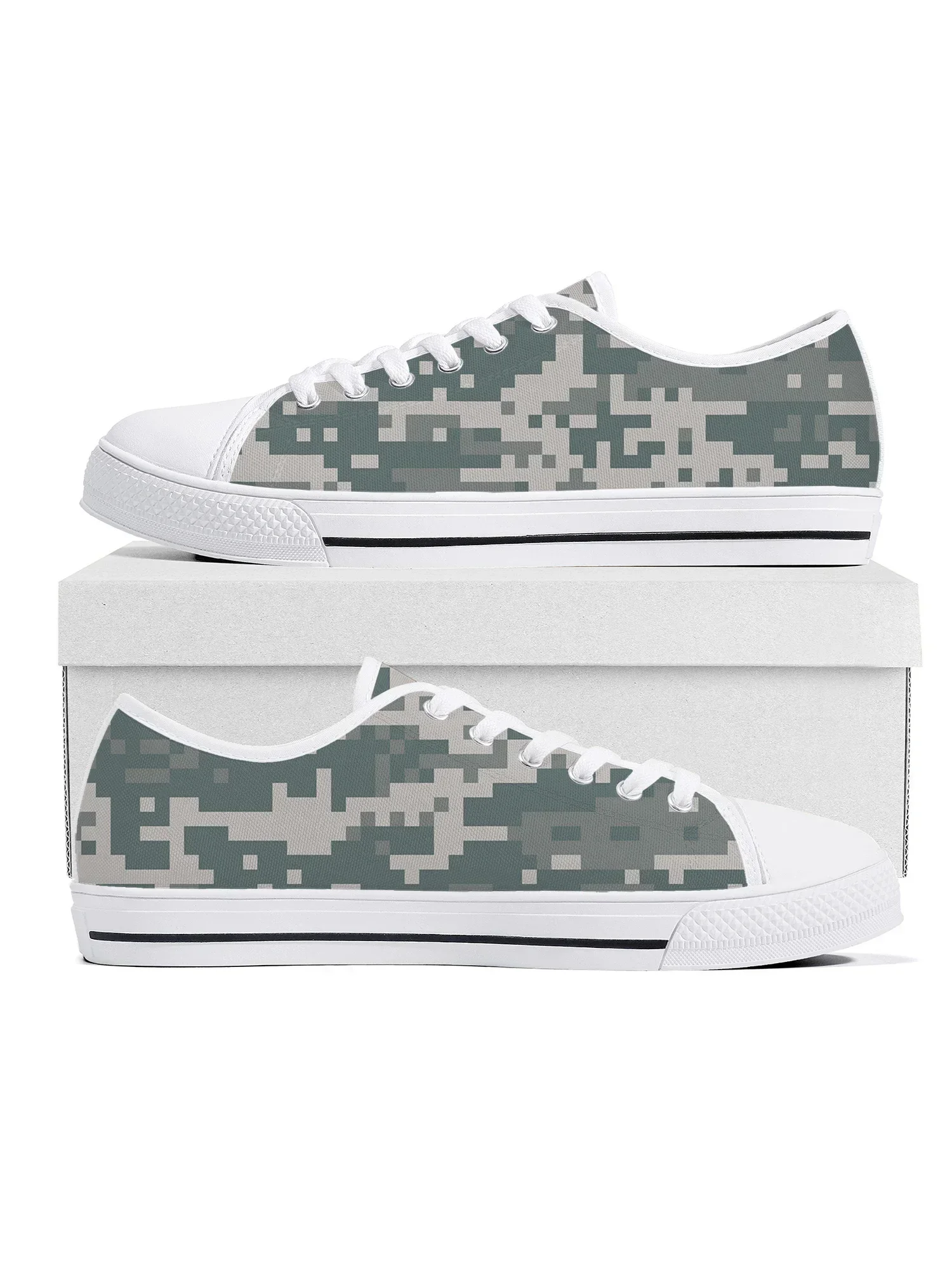 Zapatillas de lona de camuflaje azul marino de alta calidad para hombre, mujer y adolescente, zapatillas casuales de camuflaje militar para parejas, zapatos personalizados