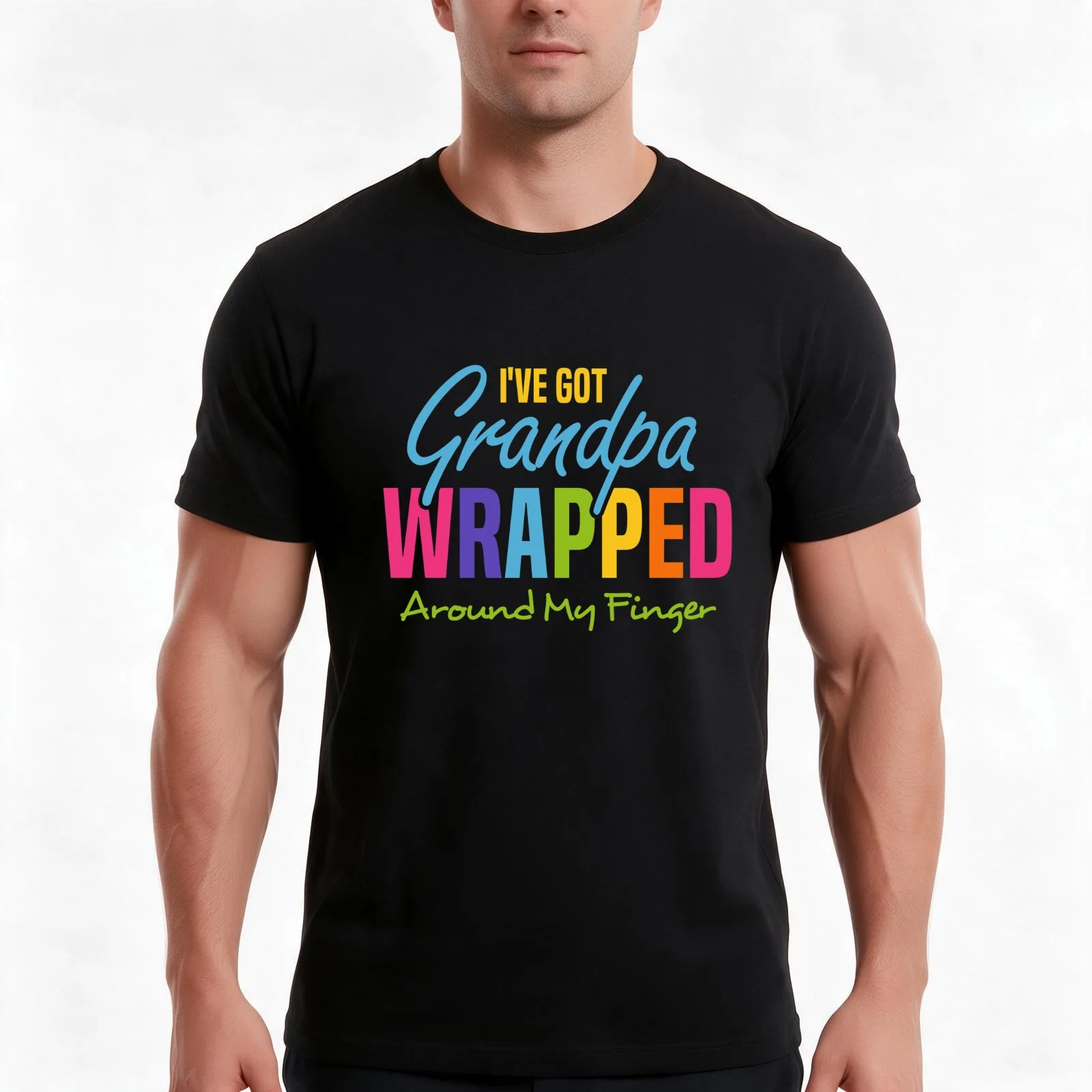 I've Got Grandpa Wrapped Around my Finger T-Shirt, Summer Casual Cotton Tee, Oversized Streetwear Tops, Vintage Graphic Print