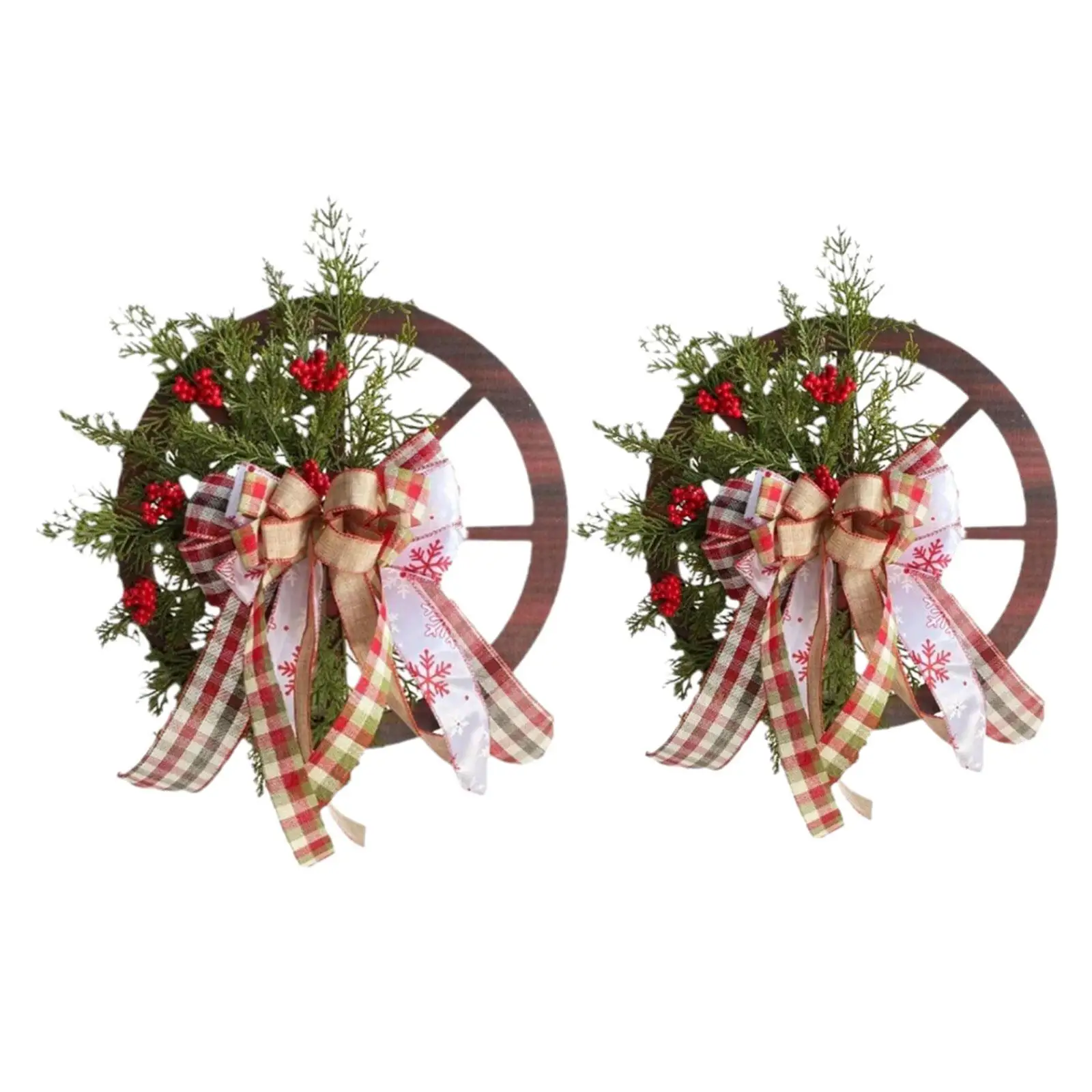 Front Door Christmas Wreath Artificial Greenery Wreaths with Bow and Berry Cottage Wreath for Festive Backdrop Thanksgiving