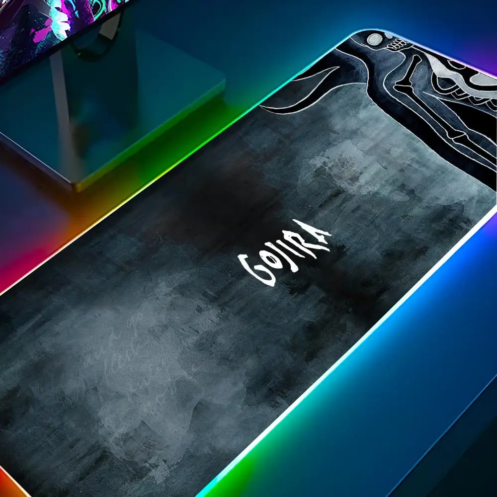 Gojira  Mouse Pad RGB Pc Gamer Keyboard LED Glowing mause pad Mats Rubber Cute Cartoon Gaming Computer csgo lol pubg