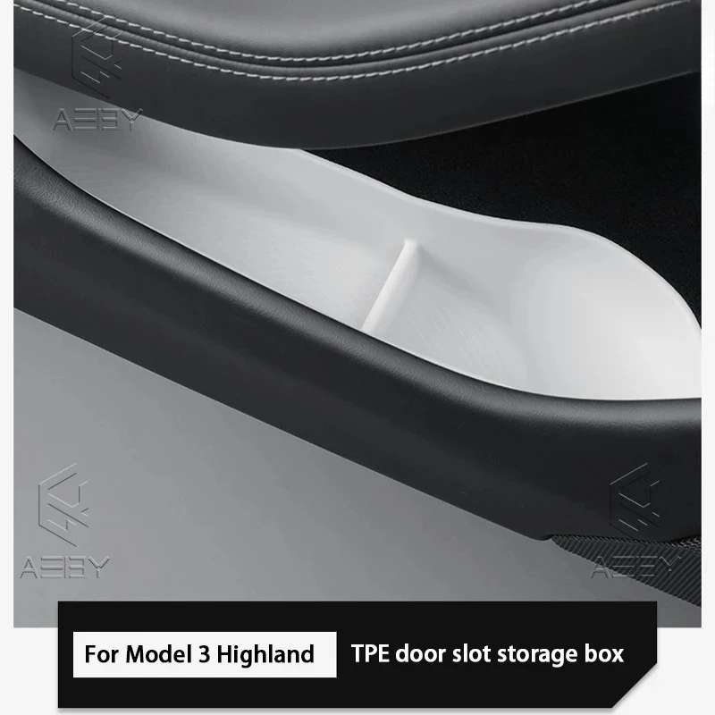 

For Tesla Model 3 2023 -2025 Car Side Door Handle Storage Box Accessories Front Rear Door Anti Dirty Organizer Tray