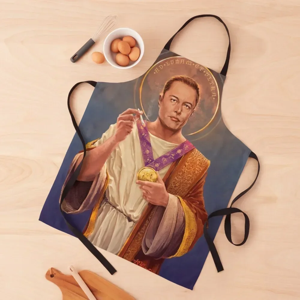 

Saint Elon of Musk - Elon Musk Original Religious Painting Apron kindergarten teacher christmas 2025 Apron