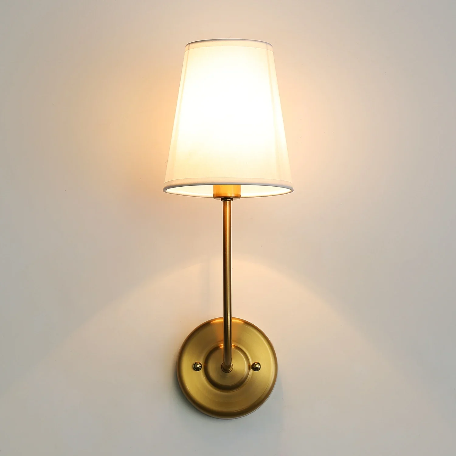 

2-pack Classic Wall Sconce With White Fabric Lamp Shade Vintage Indoor Wall Light Fixture For Bedroom Living Room Brass/Black