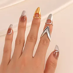 Fashion Creative Nail Ring Sets Jewelry Silver Plated Finger Nail Sleeve Finger Tip Rings For Women Jewellery Anel Bague 2Z40
