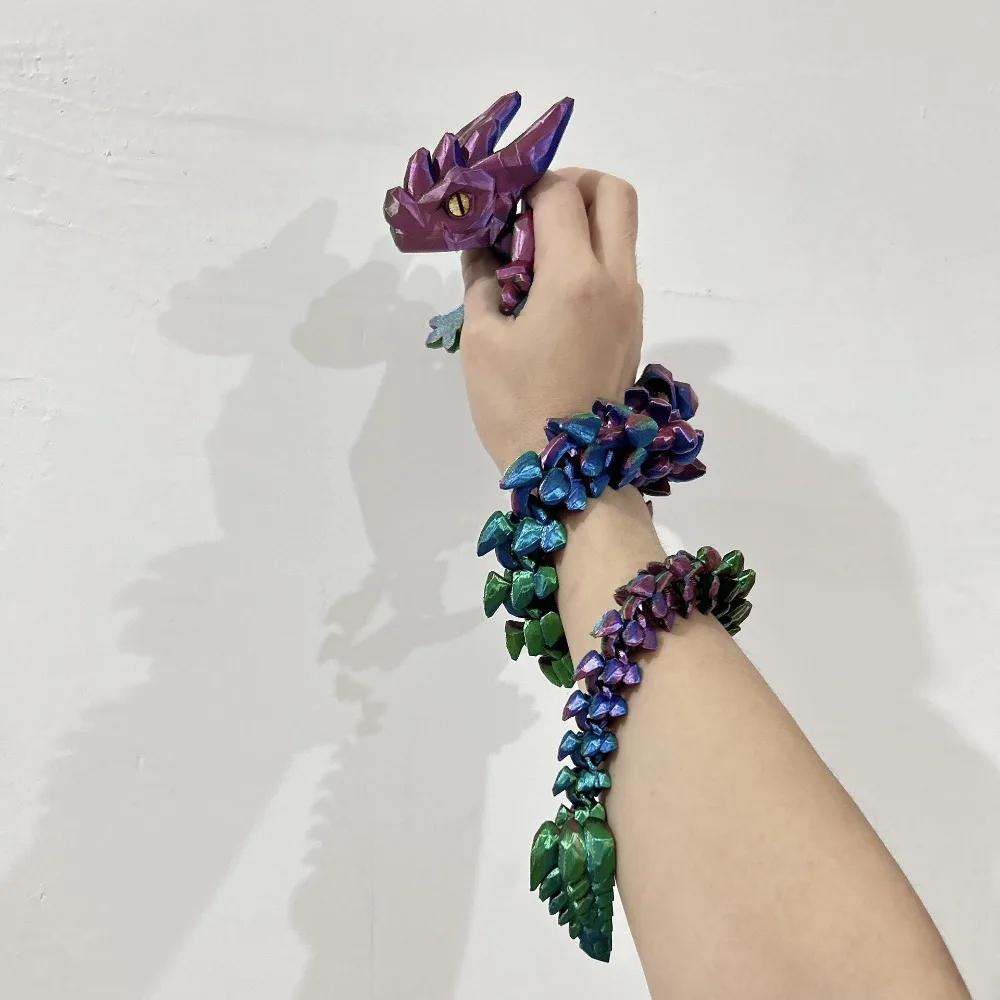 طول 11.8 بوصة ثلاثية الأبعاد مطبوعة مقرن التنين مضيئة التنين المفاصل المنقولة محاكاة نماذج للحيوانات PLA متعدد الألوان تمثال حلية