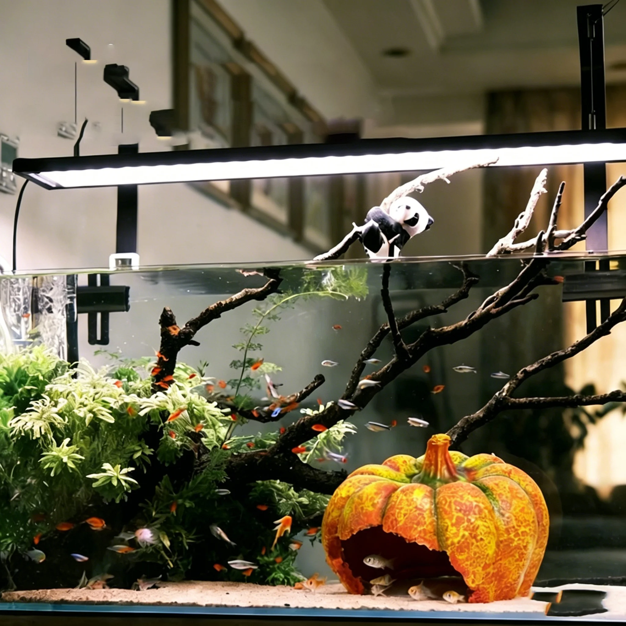 Plexiglas, squash-shaped rectangular aquariums, glass containers, ornaments, reptile hideouts, caves, realistic carvings