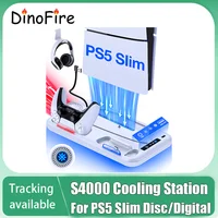 DinoFire para PS5 Slim Disc/ordenador de juegos rápido Digital soporte de refrigeración estación de refrigeración Vertical para PlayStation 5