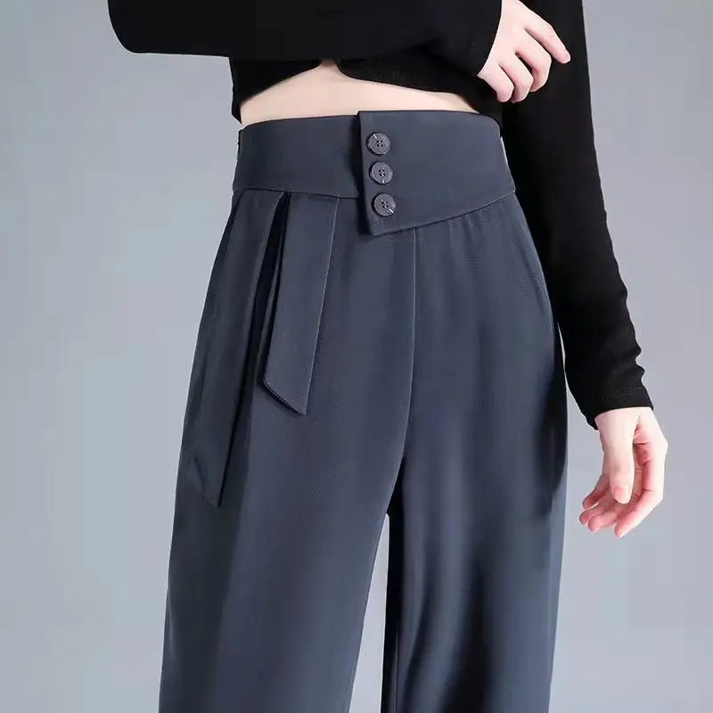 

High Waist Suit Wide Leg Pants Women's Spring And Summer Straight Tube Loose Pants Show Thin Casual Western Pants