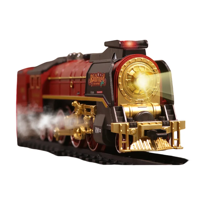 Tren Rc de Navidad 1:18, 2,4g, vía de vapor clásica, modelo de tren de Control remoto con humo de agua ligero para niños, regalos de navidad