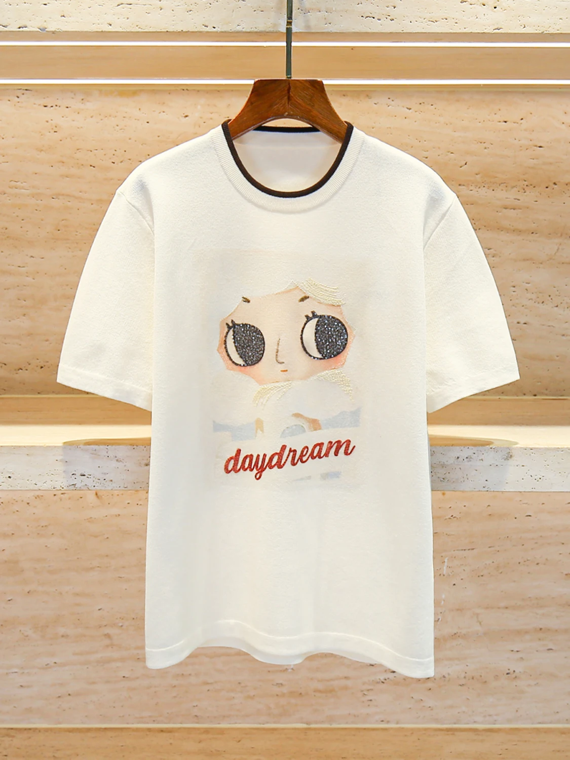 

Повседневный универсальный вязаный топ с мультяшным принтом, женская футболка, Новое поступление лета, повседневная круглая футболка Ne ort Sve