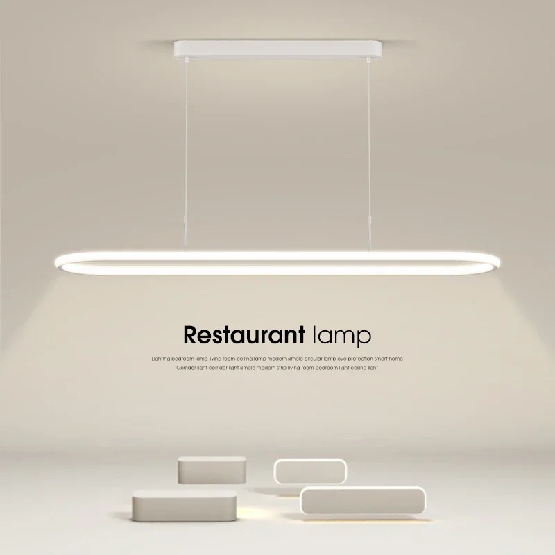 

Modern Restaurant Pendant Lights Simple Led Creative Lamps Long Ring Lamp Minimalist Nordic Bar Counter Dining Room Table Lights