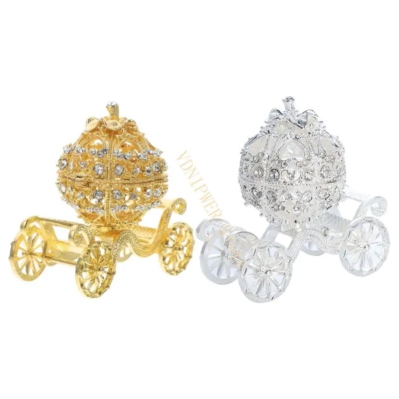 

Halloween Pumpkin Carriages Jewelry Box Organizers With European Aesthetics Multifunctional Home Decors For Princess Theme D08E
