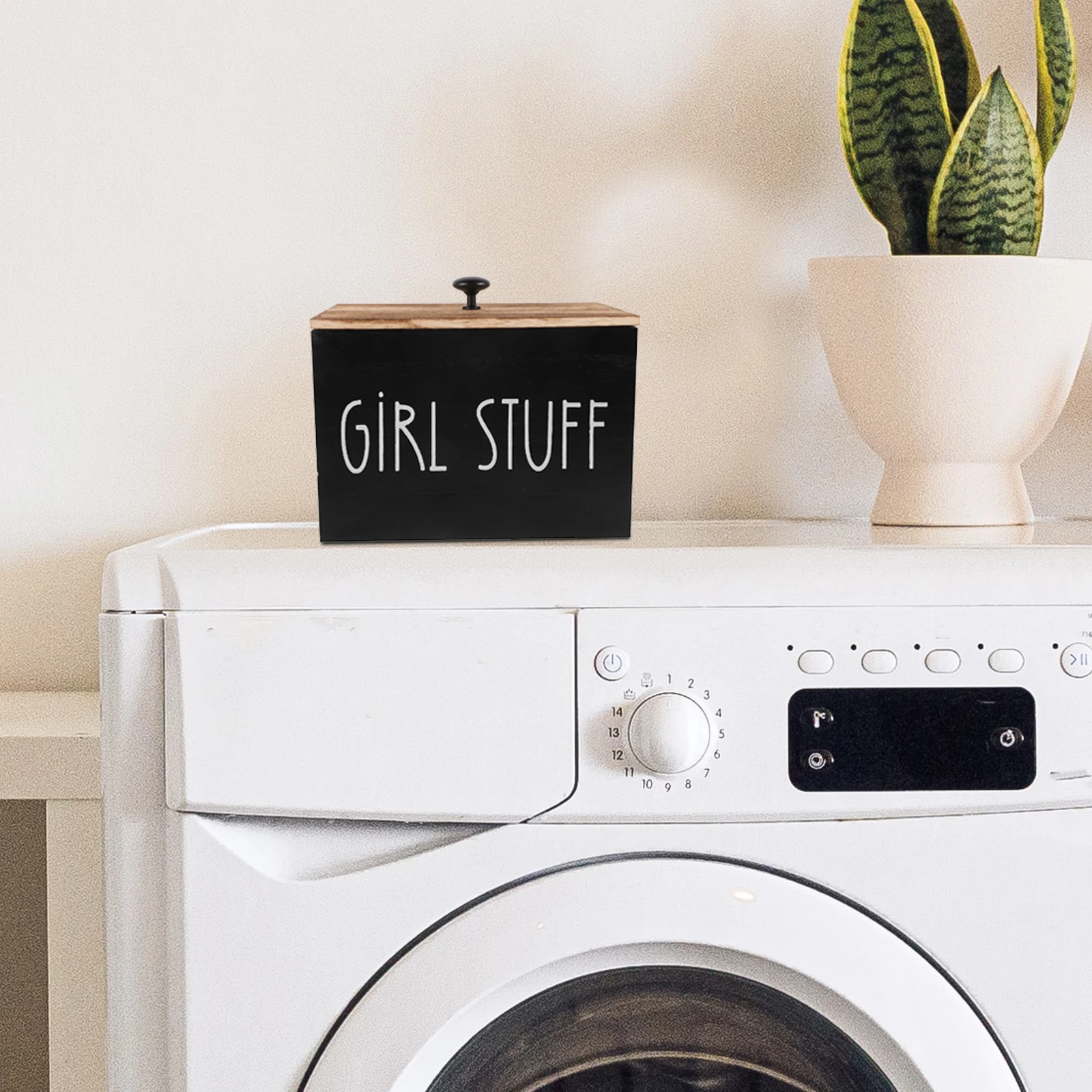 

1pc Sturdy Storage Box With Lid Wood Cotton Swab Organizer Container For Home Vanity Desk Makeup Cotton Swabs Dispenser Solid