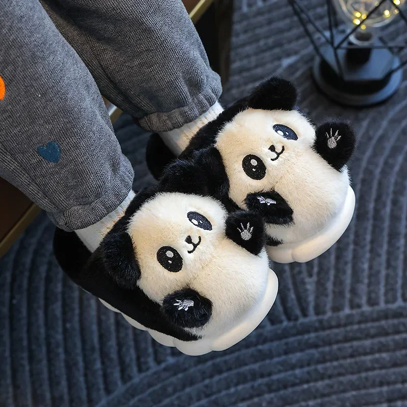 Kinder Baumwolle Pantoffel Winter Junge Indoor Home niedlichen Plüsch Panda Mädchen Baumwolle Schuh Kind Pantoffel Sandalia Infantil Menina Pantuflas