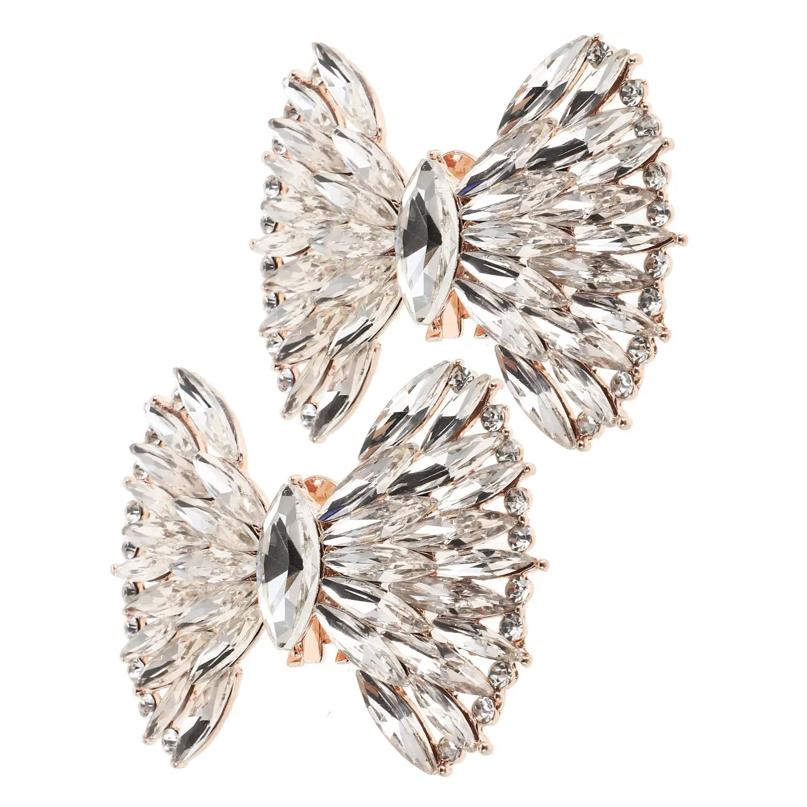 

2 Pcs Shoe Flower Clips Zinc Alloy Rose Gold Decorative Clip On Shoe Embellishments Buckle for Women Shoes Heels