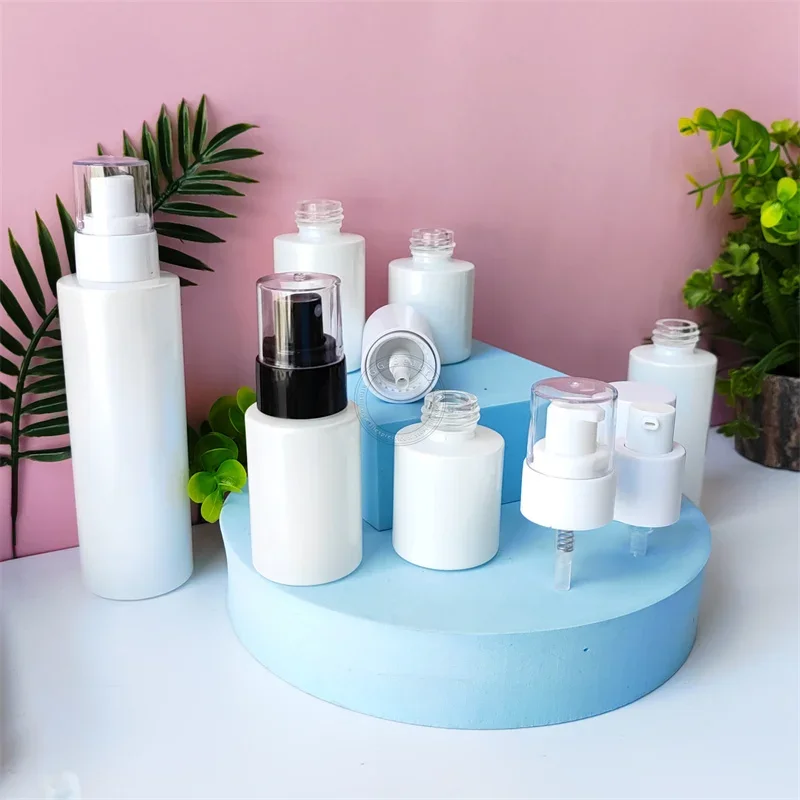 travel popular Pearlescent Frosted Glass Pump Bottles with Plastic Cap Disposable Vape Spice Liquid Press plastic Containers