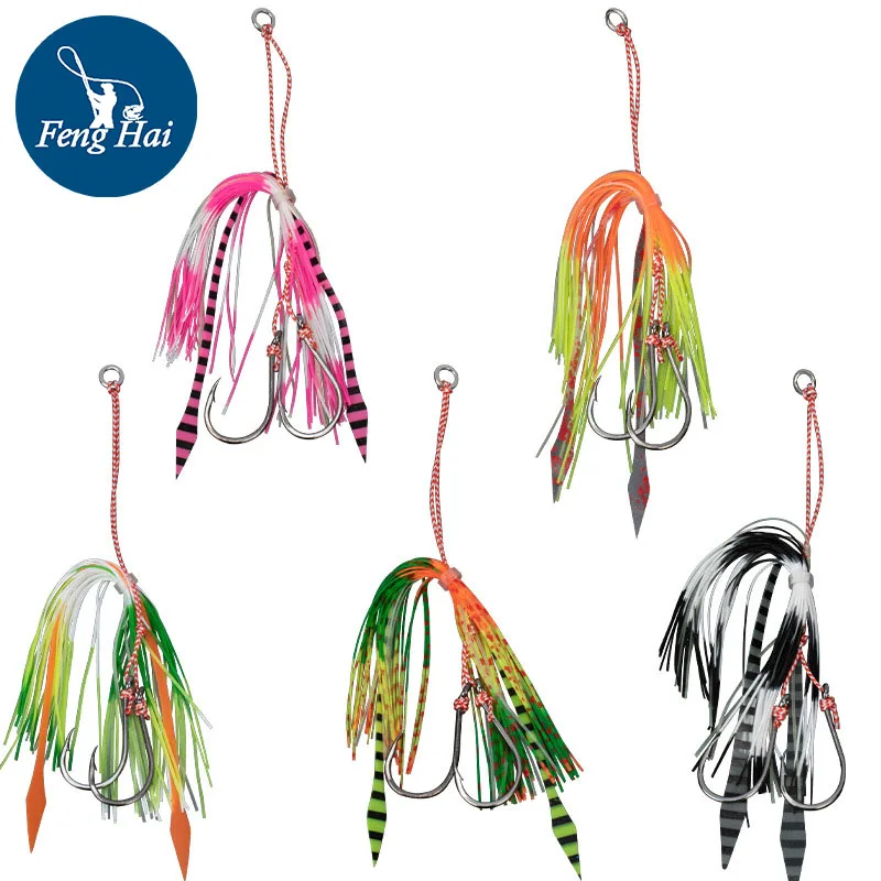 

Wholesale 14cm Sea Fishing Drift Squid Hooks Silicone Wire Whisker Man Hose Pay Chien and Crooked Mouth Hooks Leader Bait Skirt