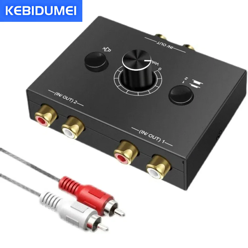 Аудиопереключатель Сплиттер Двунаправленный аудиопереключатель с кнопкой отключения звука 2x1/1x2 L/R RCA Стерео аудиопереключатель Аудиоразветвитель