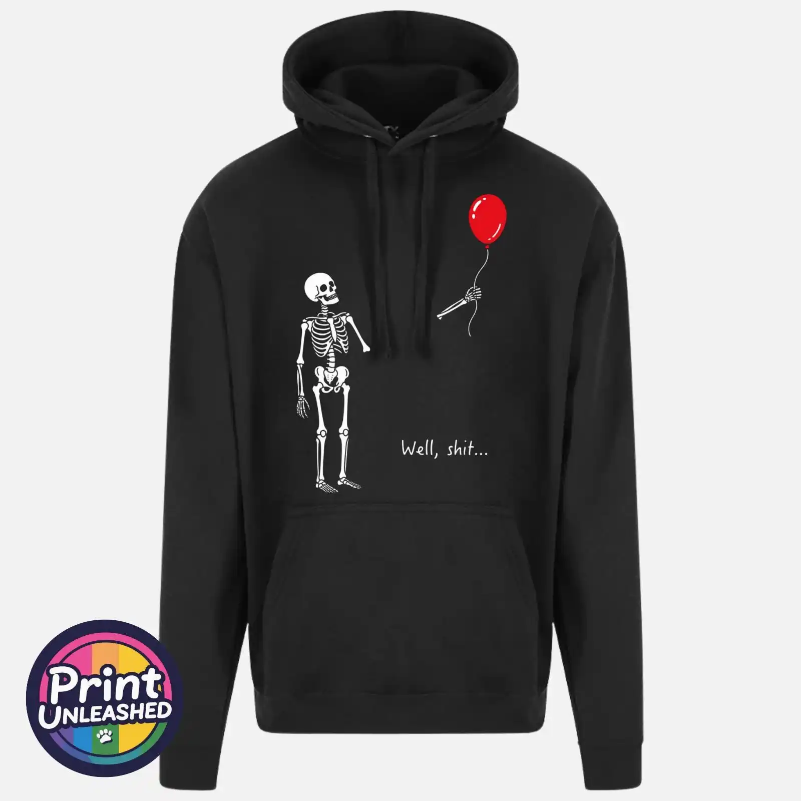 Fun Skull Balloon Hoodie – Dark Humor Gift – Gothic Style Pullover (Unisex)
