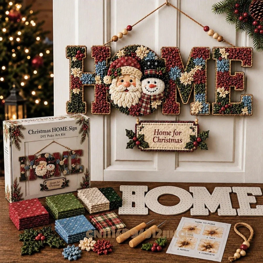 Creative DIY Fabric Poke Art Home Sign Kit, 3D Fabric Poke Art Kit for Adults, No-Sew Craft Kit with Fabrics Pieces, Fall and Ha