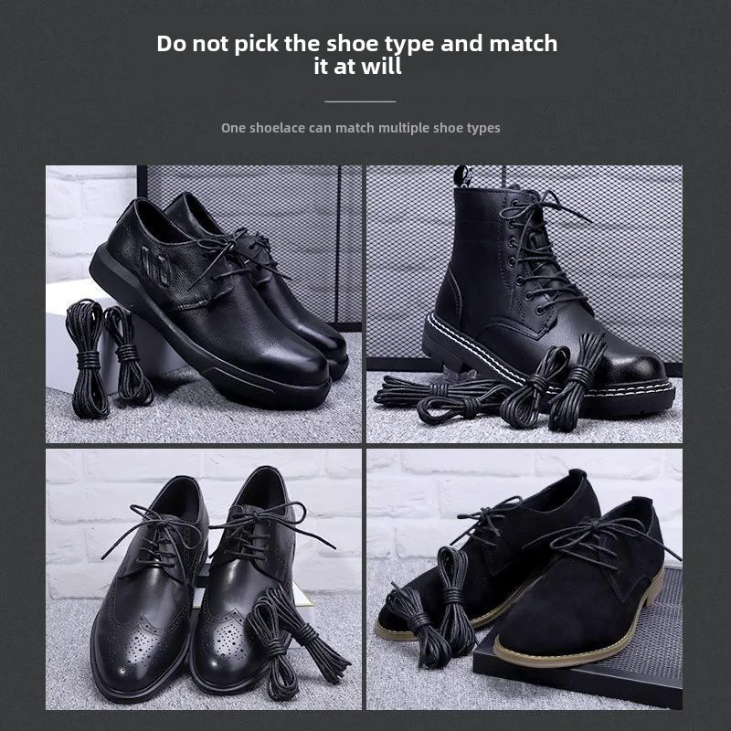 

Shoelace British Style Leather Shoes Black Waxed round Rope Women Boots Anti-off Men Brown Pumps Men