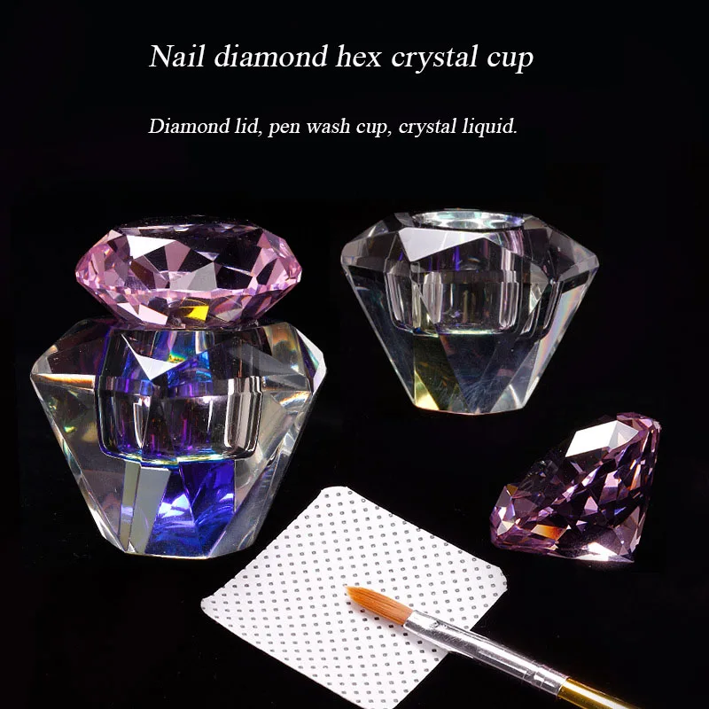 High-end Diamond Nail Crystal Cup Multifunctional High Clarity Diamond Magic Crystal Liquid Cup DIY Nail Art Bowl